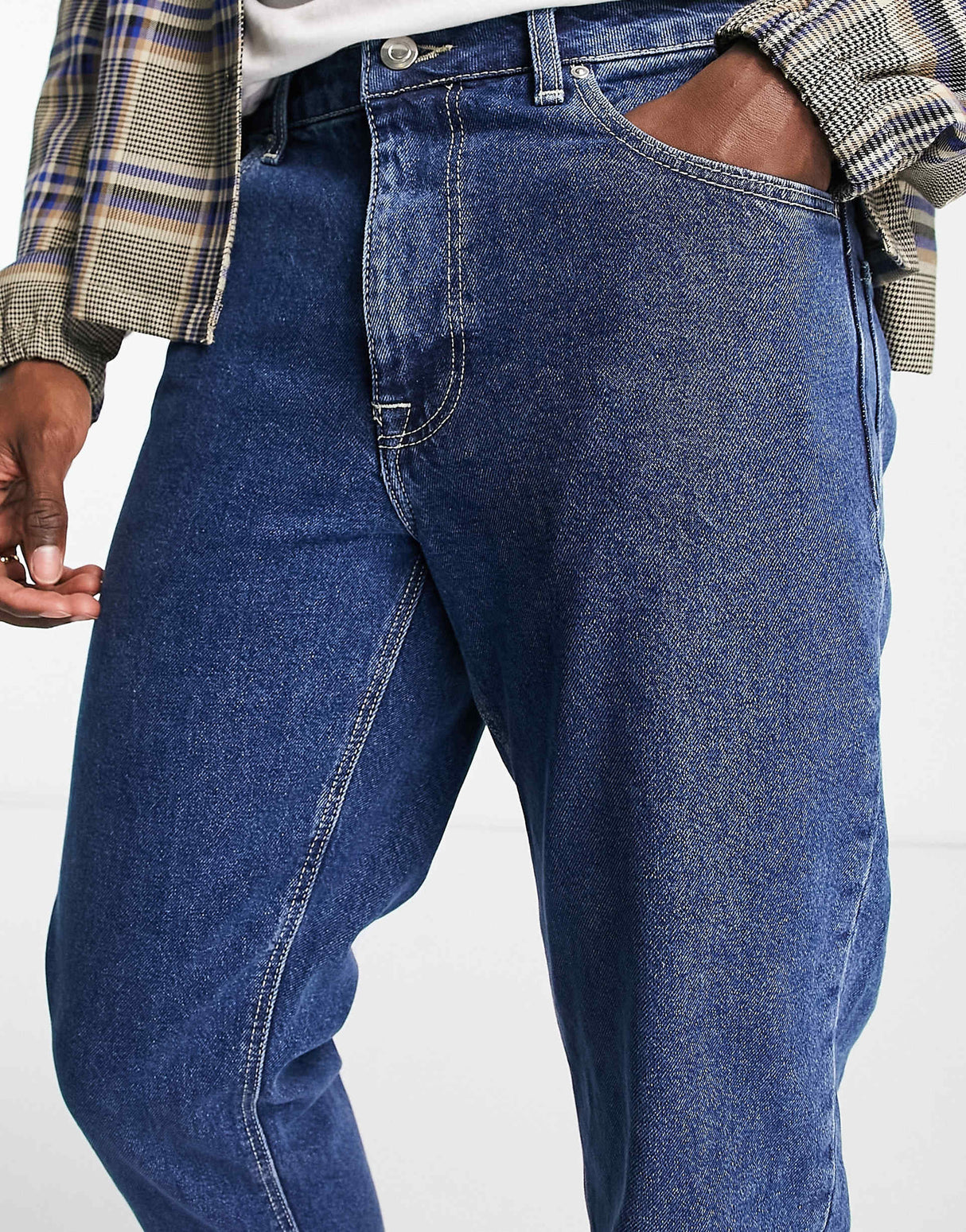Asos Design Classic Rigid Jeans In Mid Stone Wash Blue