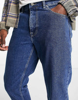 Asos Design Classic Rigid Jeans In Mid Stone Wash Blue