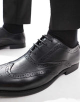 Asos Design Creeper Brogue Shoes In Black Faux Leather