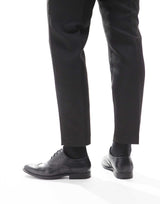 Asos Design Creeper Brogue Shoes In Black Faux Leather