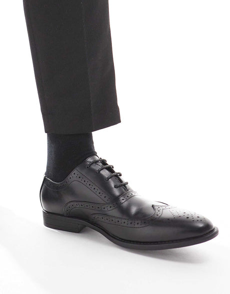 Asos Design Creeper Brogue Shoes In Black Faux Leather