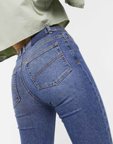 Collusion X001 Highwaisted Skinny Jeans In Mid Blue