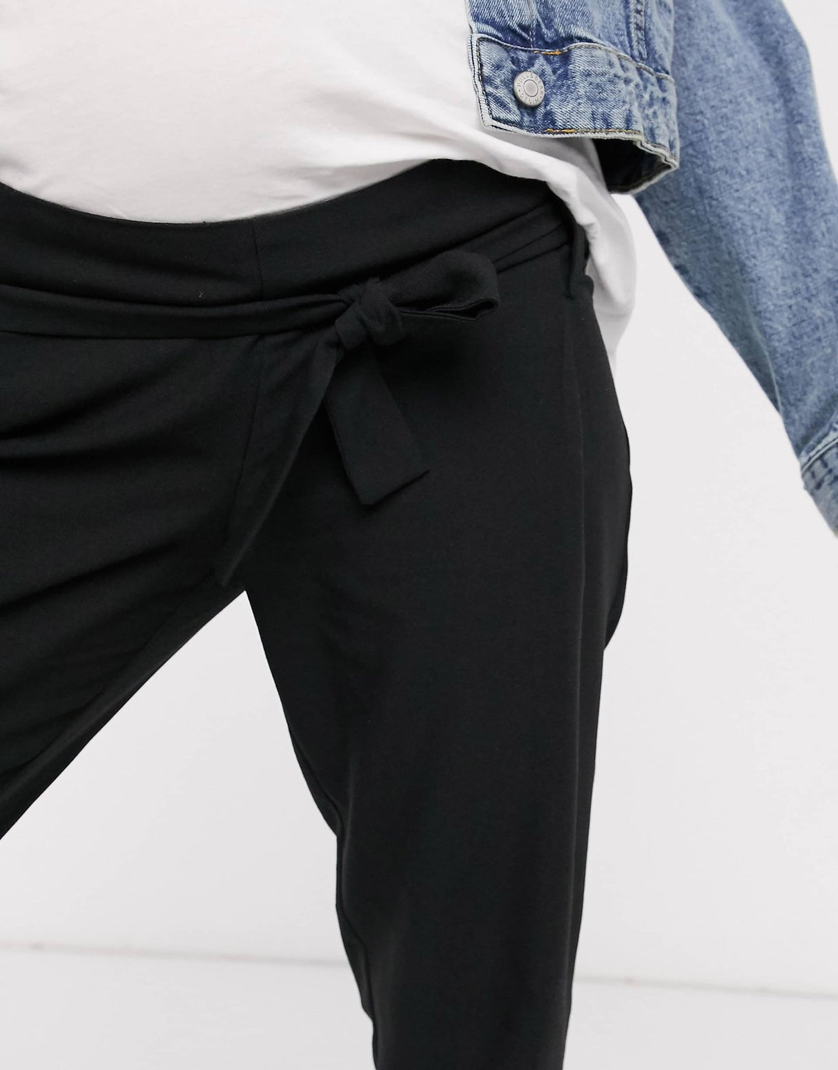 Asos Design Maternity Under Bump Tailored Tie Waist Tapered Ankle Grazer Trousers