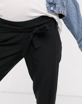 Asos Design Maternity Under Bump Tailored Tie Waist Tapered Ankle Grazer Trousers