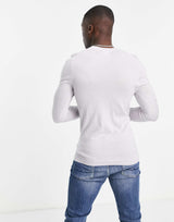 Asos Design Muscle Fit Merino Wool Crew Neck Jumper In Ice Grey
