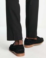Asos Design Tassel Loafers In Black Suede With Natural Sole