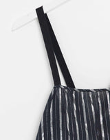 Asos Design Tiered Mini Sundress In Metallic Stripe In Black