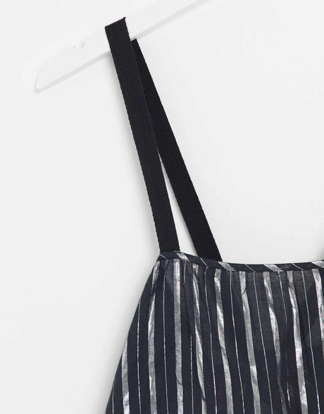 Asos Design Tiered Mini Sundress In Metallic Stripe In Black