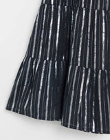 Asos Design Tiered Mini Sundress In Metallic Stripe In Black