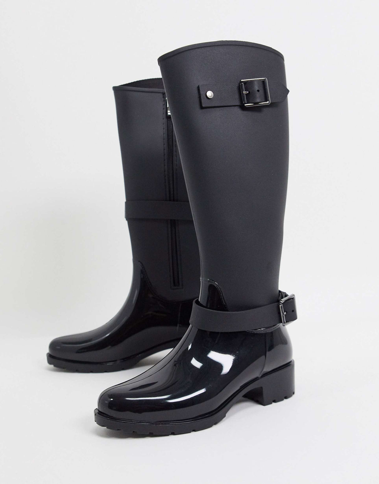 Asos Design Glossy Riding Boot Wellie In Black