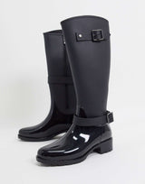 Asos Design Glossy Riding Boot Wellie In Black