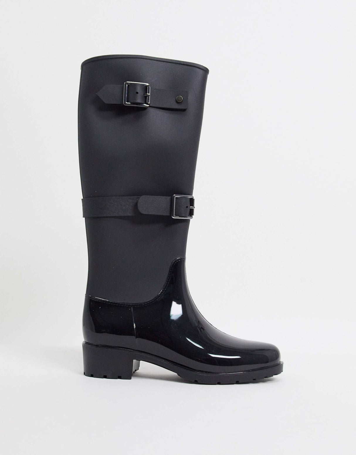 Asos Design Glossy Riding Boot Wellie In Black