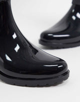 Asos Design Glossy Riding Boot Wellie In Black