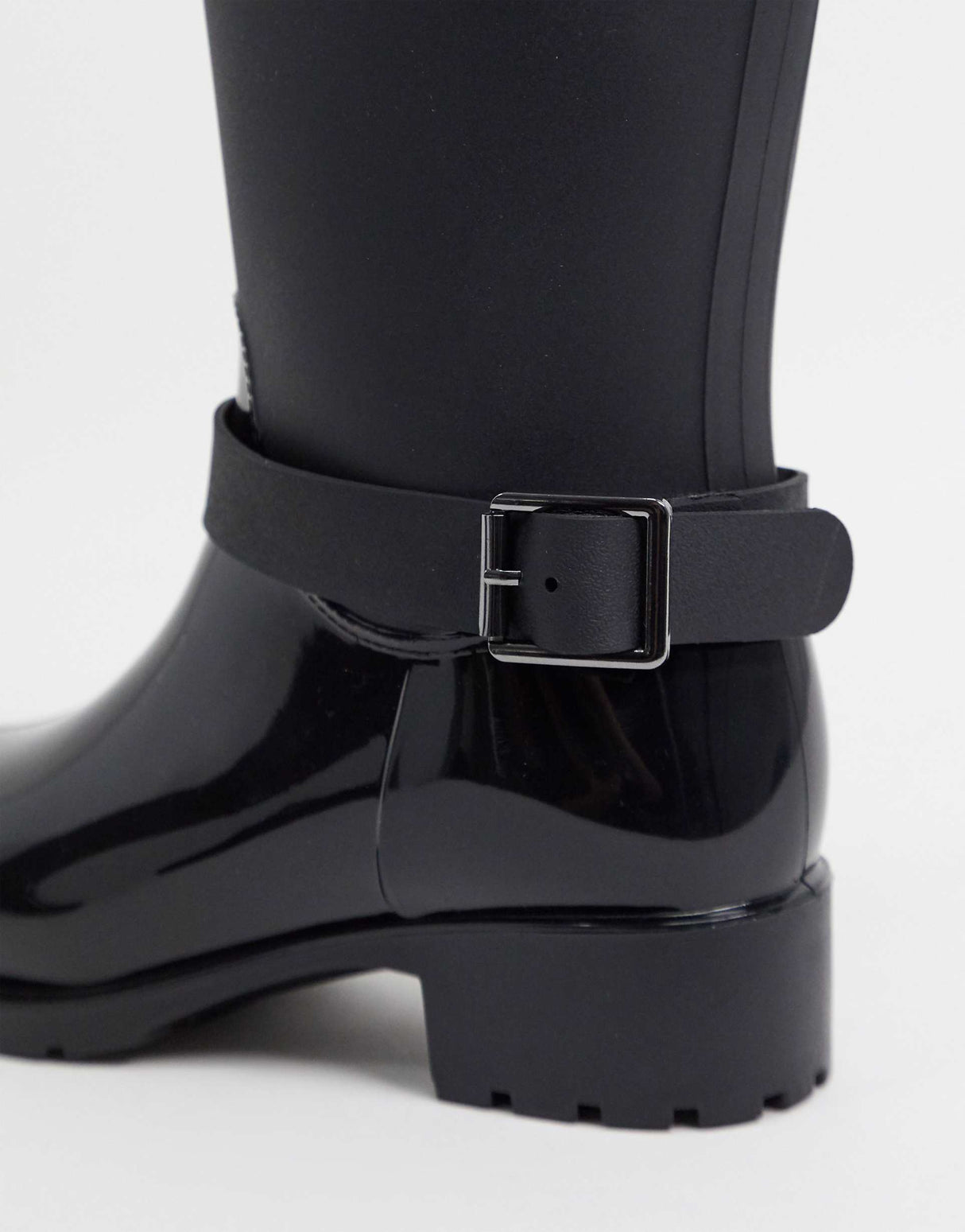 Asos Design Glossy Riding Boot Wellie In Black