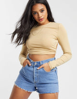 Asos Design Long Sleeve Top With Open Back And Tie