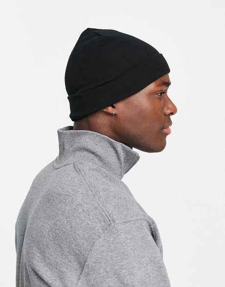 Asos Design Mini Fisherman Beanie In Black