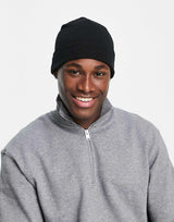 Asos Design Mini Fisherman Beanie In Black