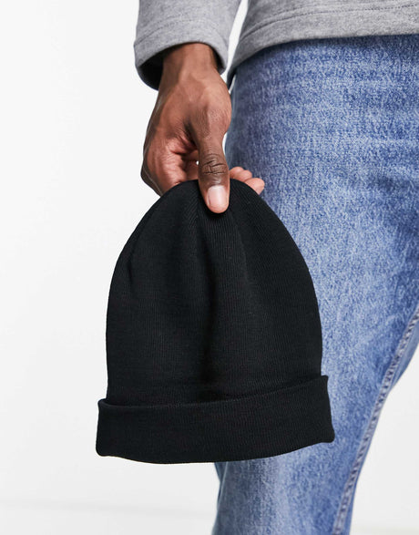 Asos Design Mini Fisherman Beanie In Black