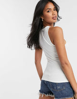 Asos Design High Neck Vest In White