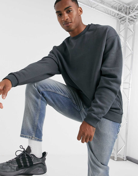Asos Design Oversized Sweatshirt In Washed Black