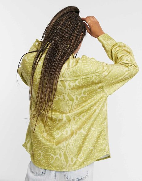 Collusion Felt Shacket In Animal Print