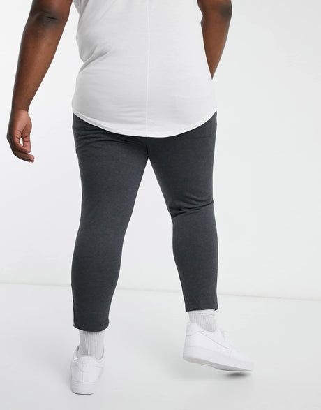 Asos Design Plus Jersey Joggers With Pin Tucks In Charcoal Marl
