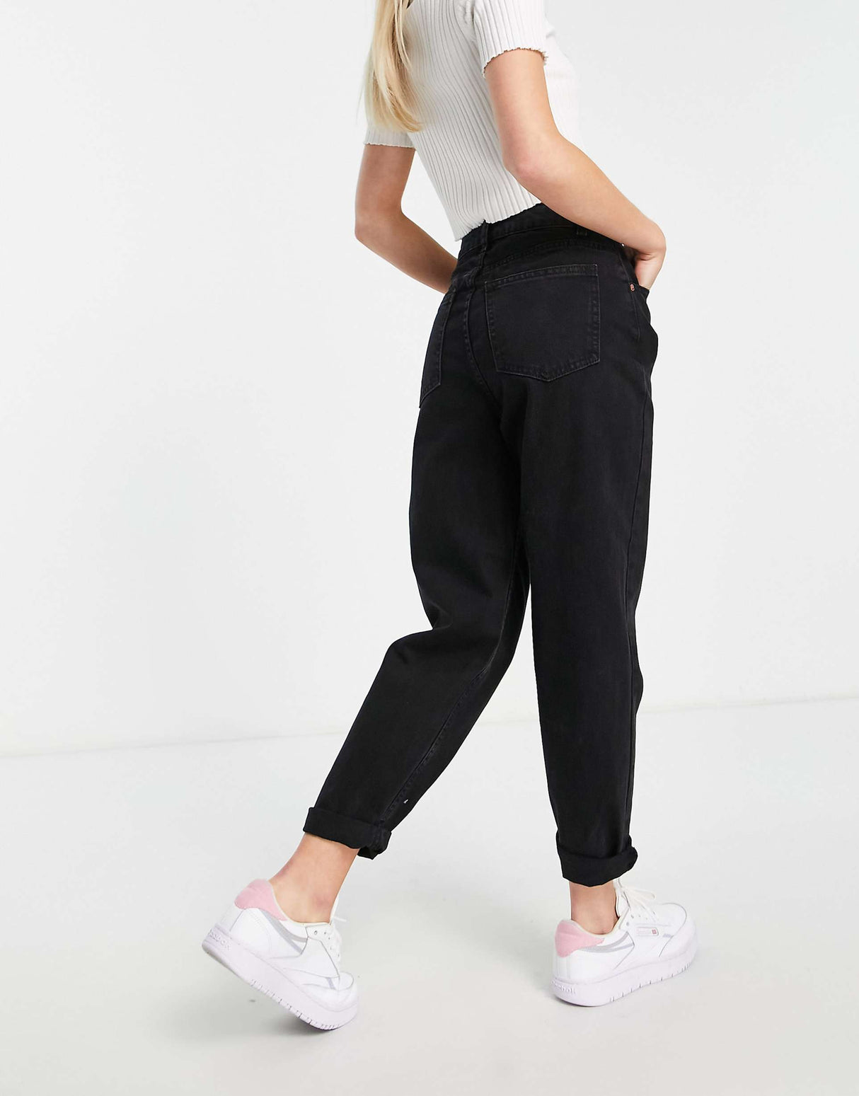 Asos Design Petite High Rise 'Original' Mom Jeans In Black