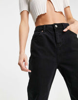 Asos Design Petite High Rise 'Original' Mom Jeans In Black