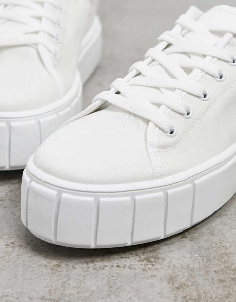 Asos Design Drummer Chunky Lace Up Trainers In White