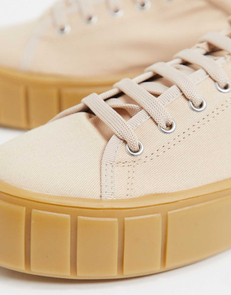 Asos Design Drummer Chunky Lace Up Trainers In Beige