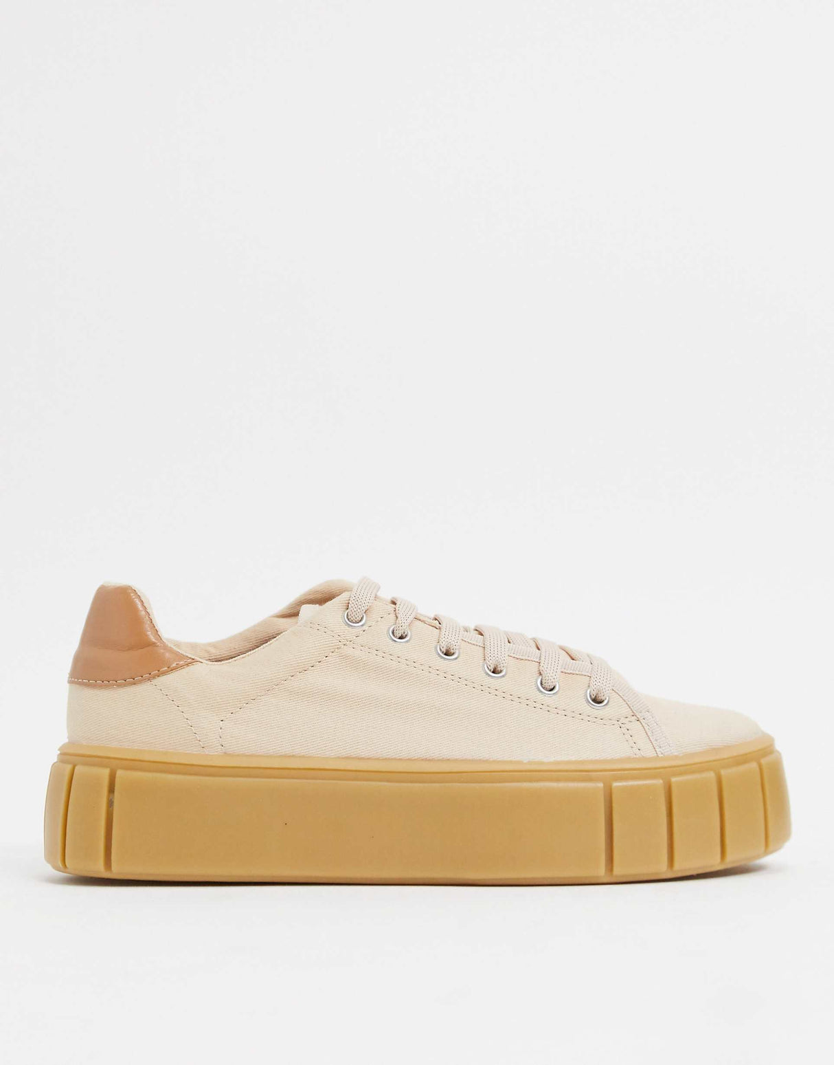 Asos Design Drummer Chunky Lace Up Trainers In Beige
