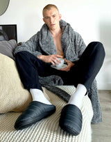 Asos Design Puffer Slipper In Charcoal Grey