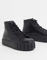 Asos Design Dewy Chunky Hi Top Trainers In Black