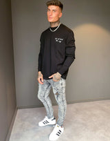 Asos Design Relaxed Long Sleeve T-Shirt With Small Text Chest Embroidery
