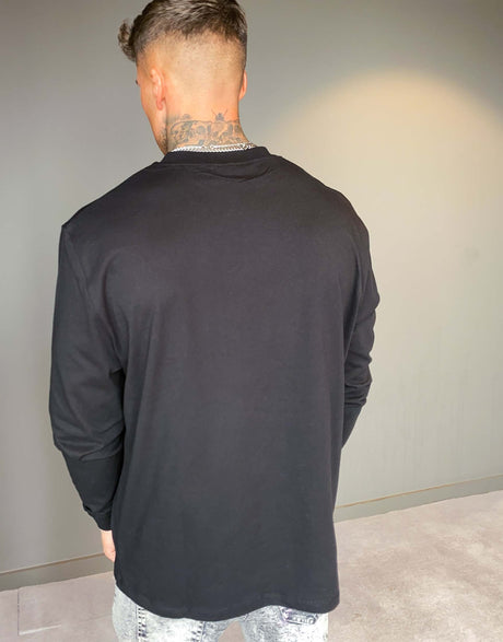 Asos Design Relaxed Long Sleeve T-Shirt With Small Text Chest Embroidery