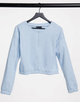 Asos Design Lounge Co-Ord Cropped Sweat With Zip In Blue
