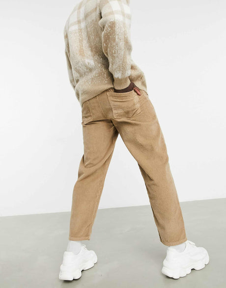 Asos Design Relaxed Tapered Corduroy Jeans In Light Brown