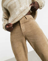 Asos Design Relaxed Tapered Corduroy Jeans In Light Brown