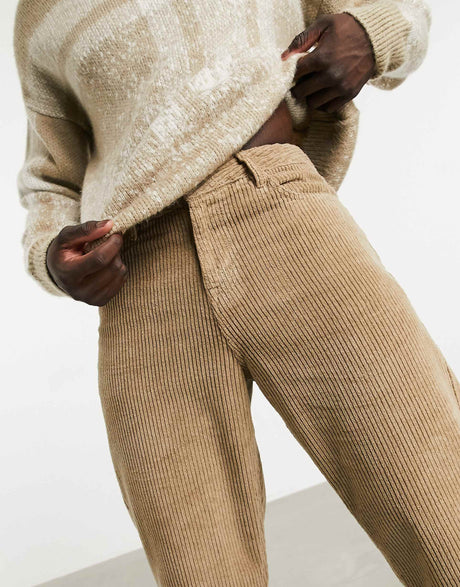 Asos Design Relaxed Tapered Corduroy Jeans In Light Brown