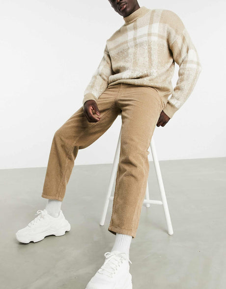 Asos Design Relaxed Tapered Corduroy Jeans In Light Brown