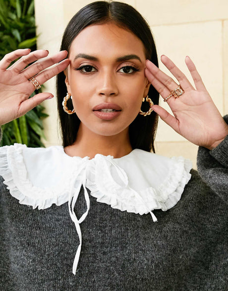 Asos Design Jumper With Detachable Collar Detail In Grey