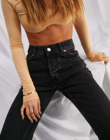 Asos Design Premium Mid Rise Straight Leg Jeans In Washed Black