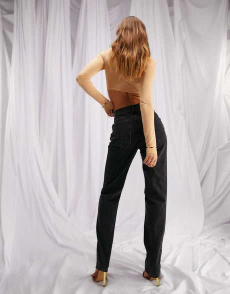 Asos Design Premium Mid Rise Straight Leg Jeans In Washed Black