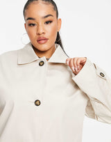 Asos Design Curve Longline Trench Coat In Stone