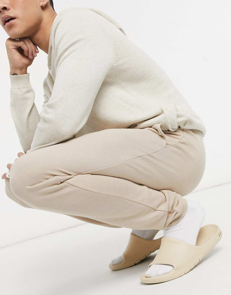 Asos Design Super Soft Viscose Drop Crotch Joggers In Beige