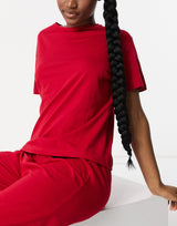 Asos Design Mix & Match Jersey Pyjama Tee In Red