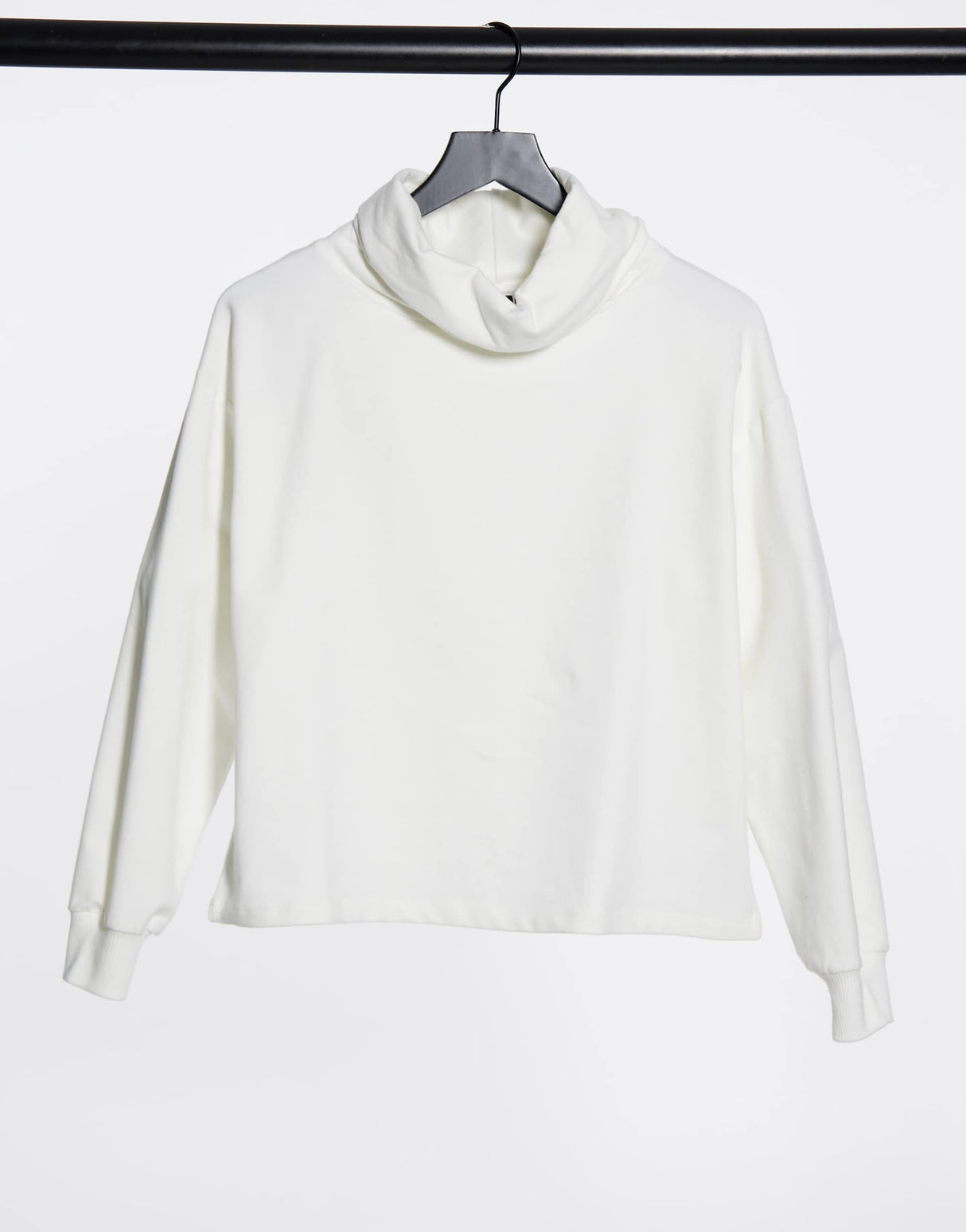 Asos Design Structured High Neck Cosy Sweatshirt In Winter White