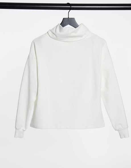 Asos Design Structured High Neck Cosy Sweatshirt In Winter White