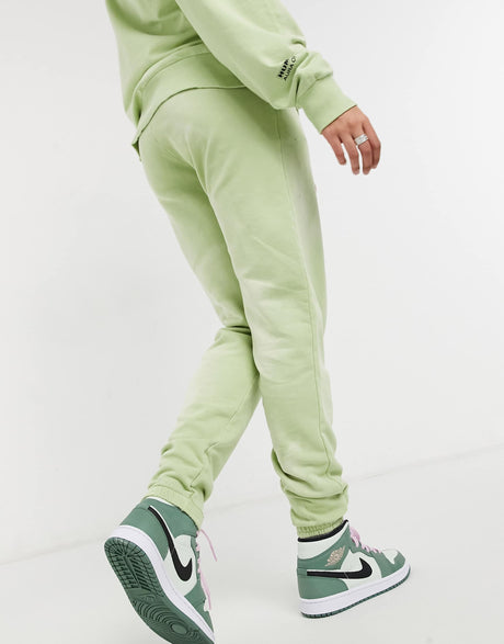 Collusion Text Print Bleached Wash Skinny Joggers Co-Ord In Green