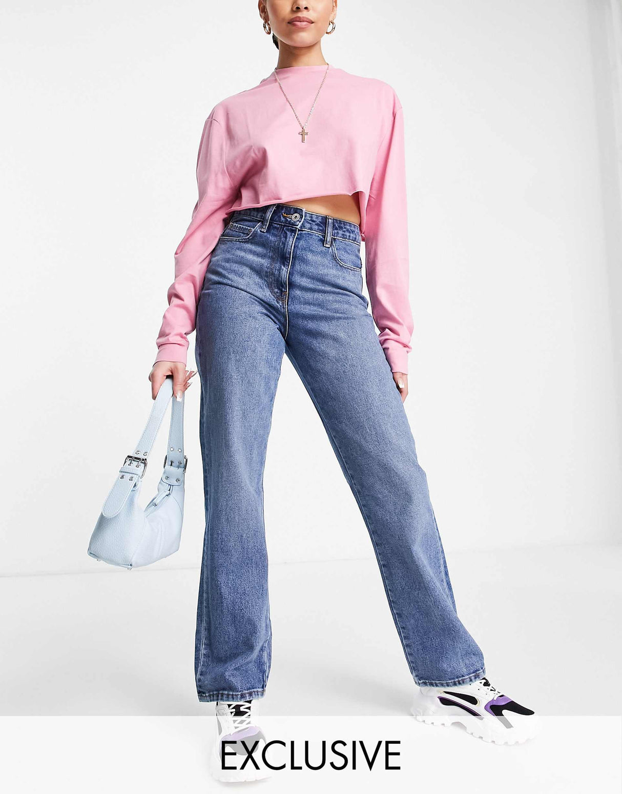 Collusion X005 90S Straight Leg Jean In Mid Wash Blue